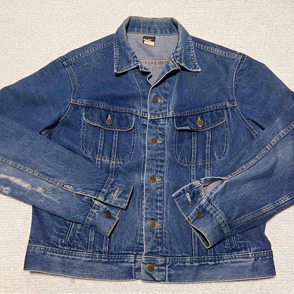 Vintage Lee Made in USA Denim Trucker Jacket Size 46L  Style 34783
